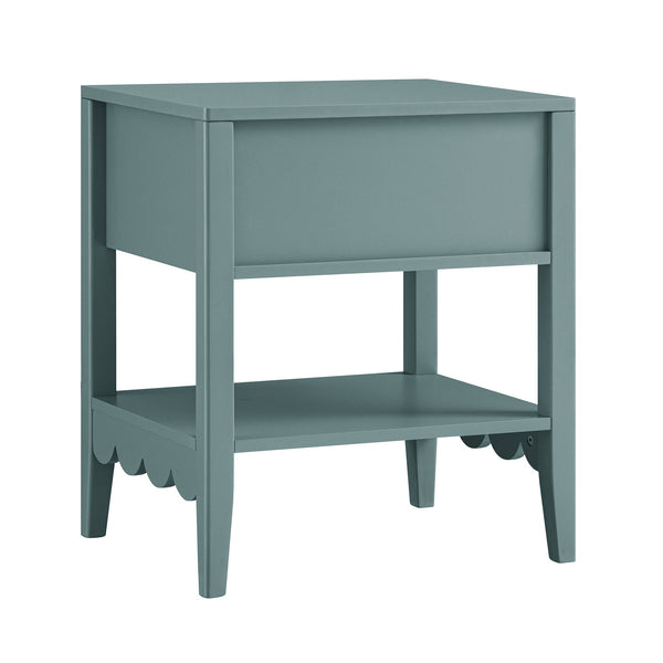 Henley Scalloped Edge Nightstand with Drawer, Blue Spruce