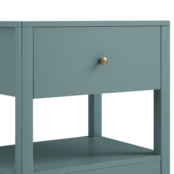 Henley Scalloped Edge Nightstand with Drawer, Blue Spruce