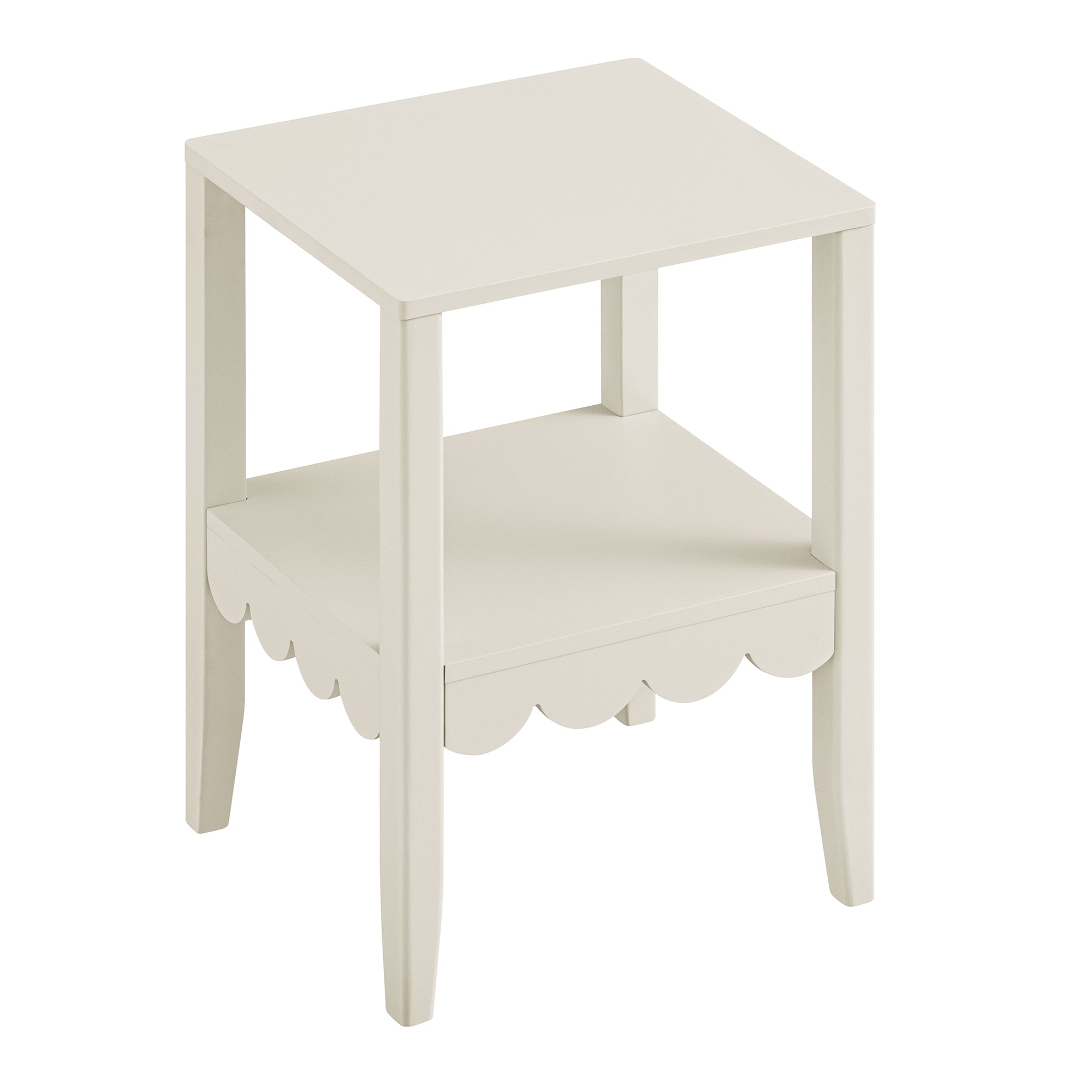 Henley Scalloped Edge Side Table, Light Sand