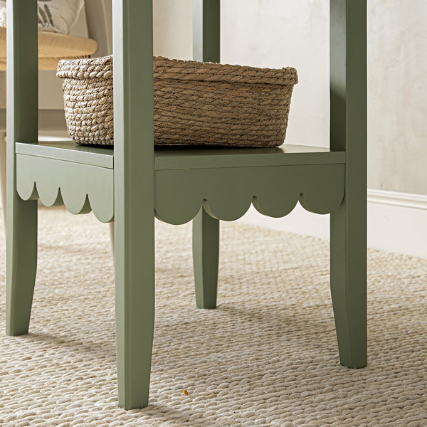 Henley Scalloped Edge Side Table, Sage Green