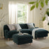 Daphnis Aegean Blue Velvet Sofa, Grande Chaise Sofa Right Hand Facing