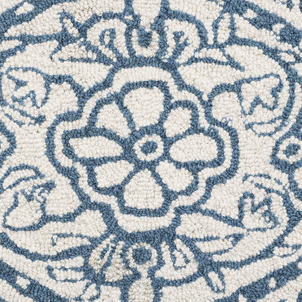 Eden Blue Leaf Traditional Hand Tufted Wool Rug