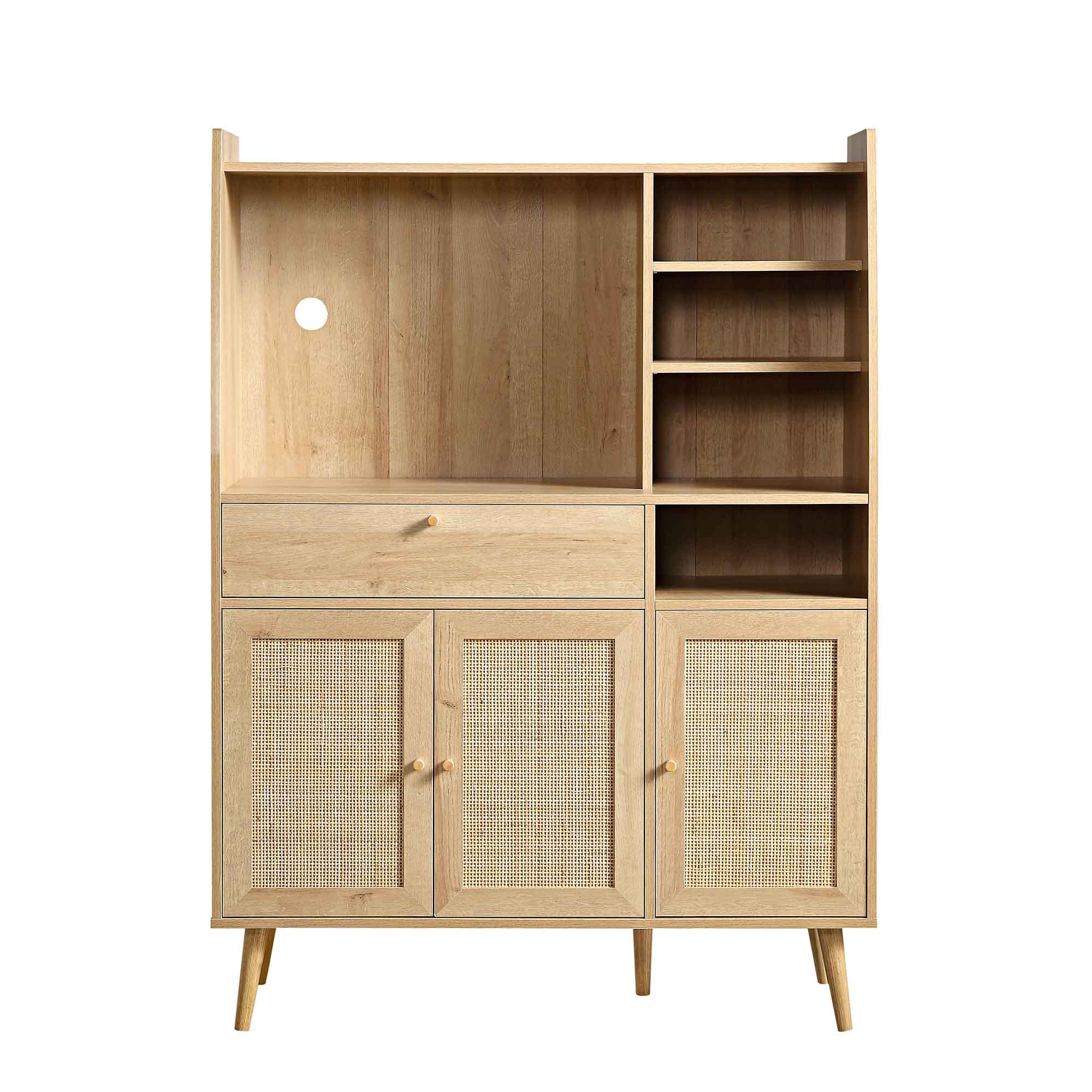 Frances Woven Rattan Kitchen Pantry Cabinet, Natural