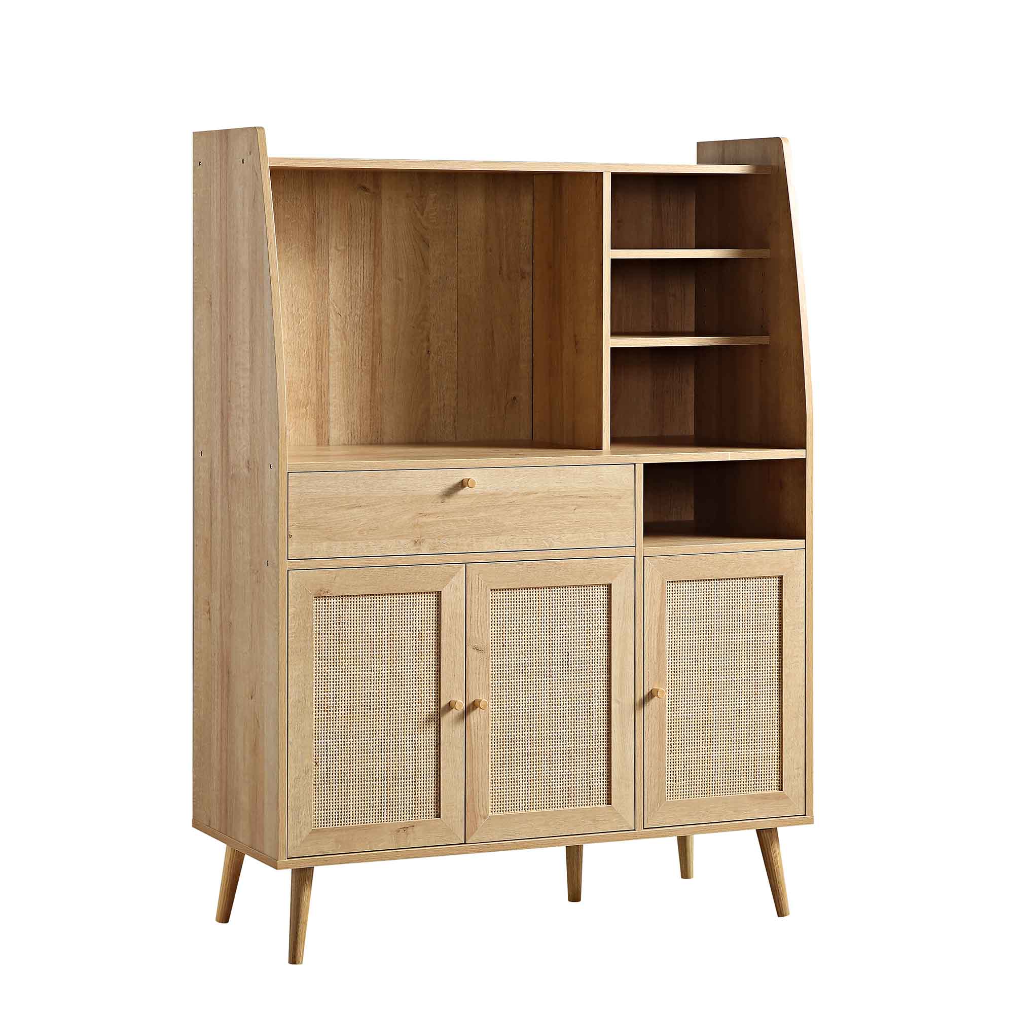 Frances Woven Rattan Kitchen Pantry Cabinet, Natural