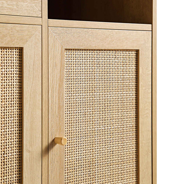 Frances Woven Rattan Kitchen Pantry Cabinet, Natural