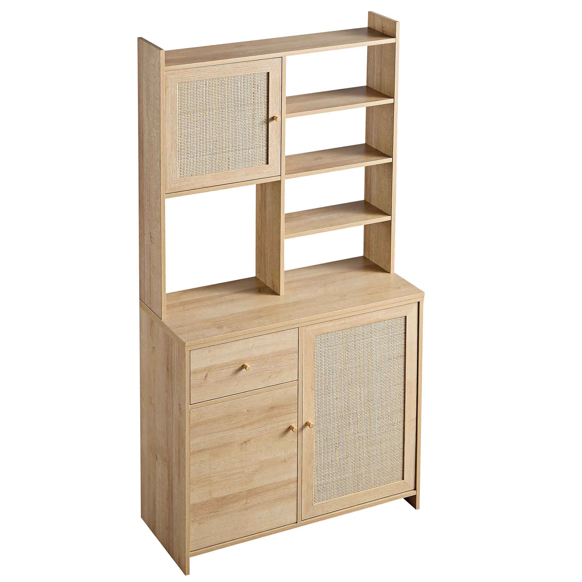 Frances Woven Rattan Pantry Cabinet, Natural