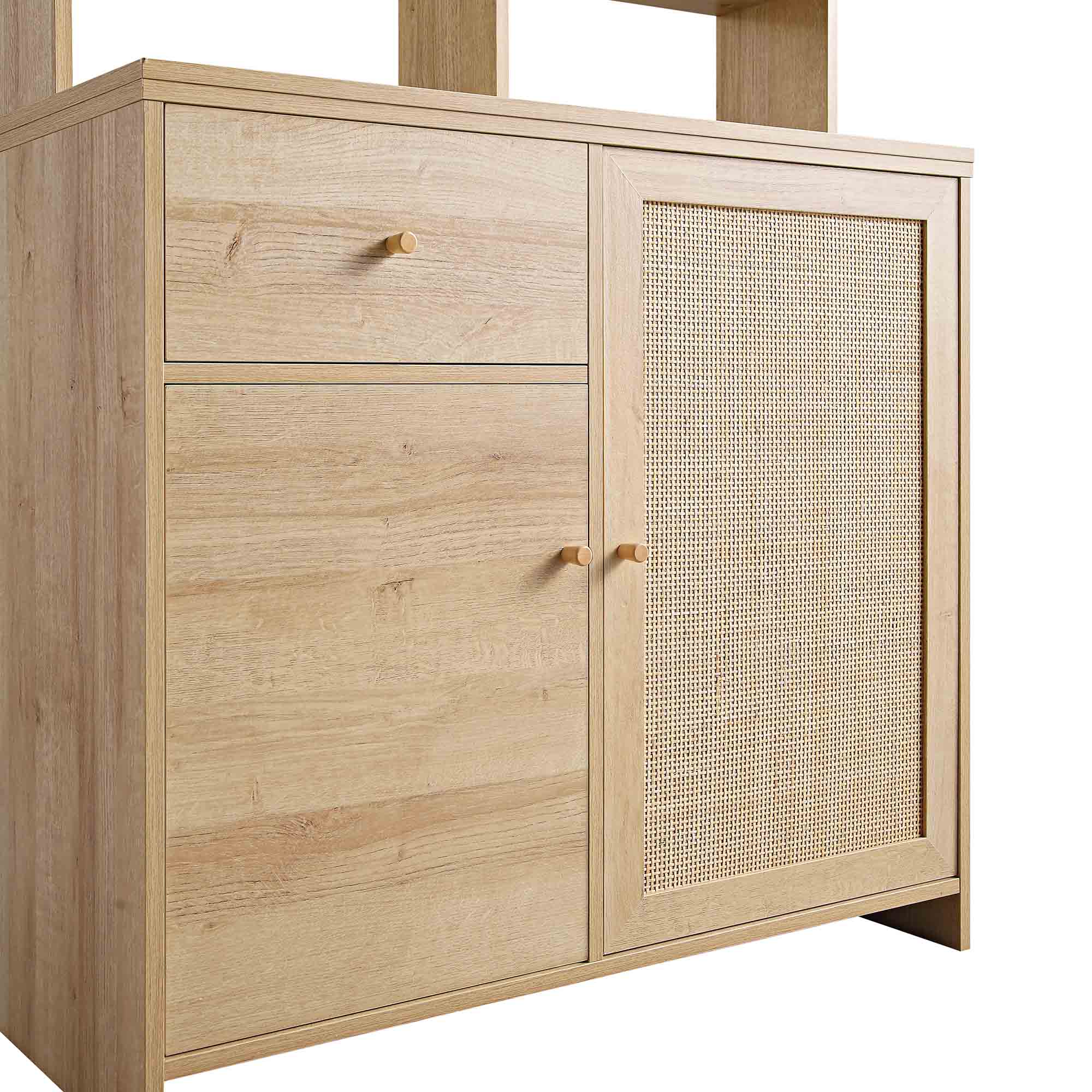 Frances Woven Rattan Pantry Cabinet, Natural