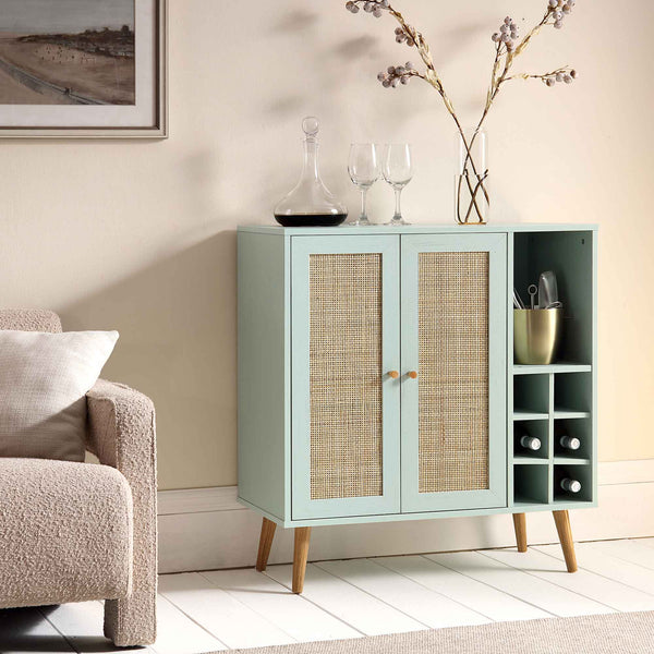 Frances Woven Rattan Drinks Cabinet, Mint