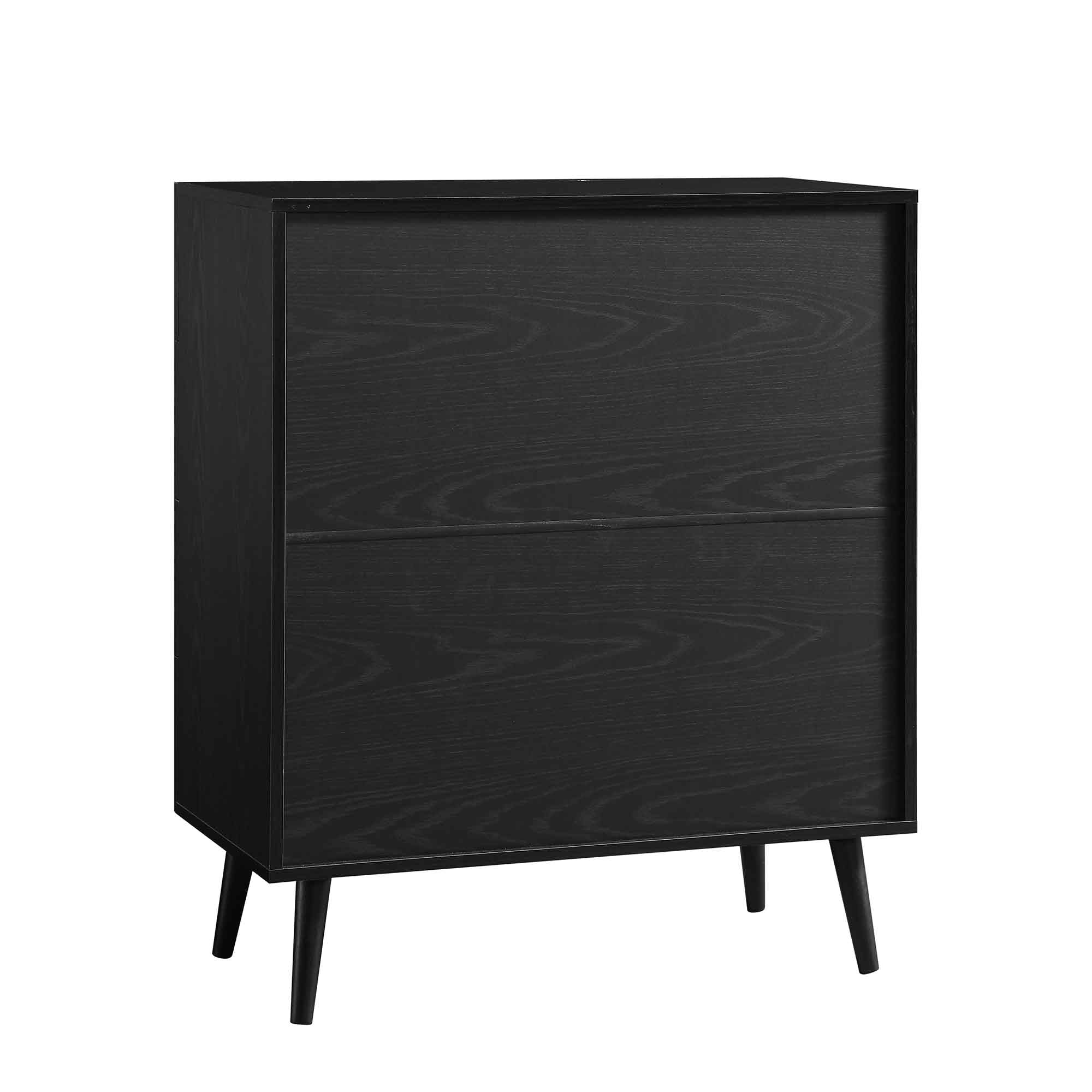 Frances Woven Rattan Tall 4 Drawer Dresser, Black