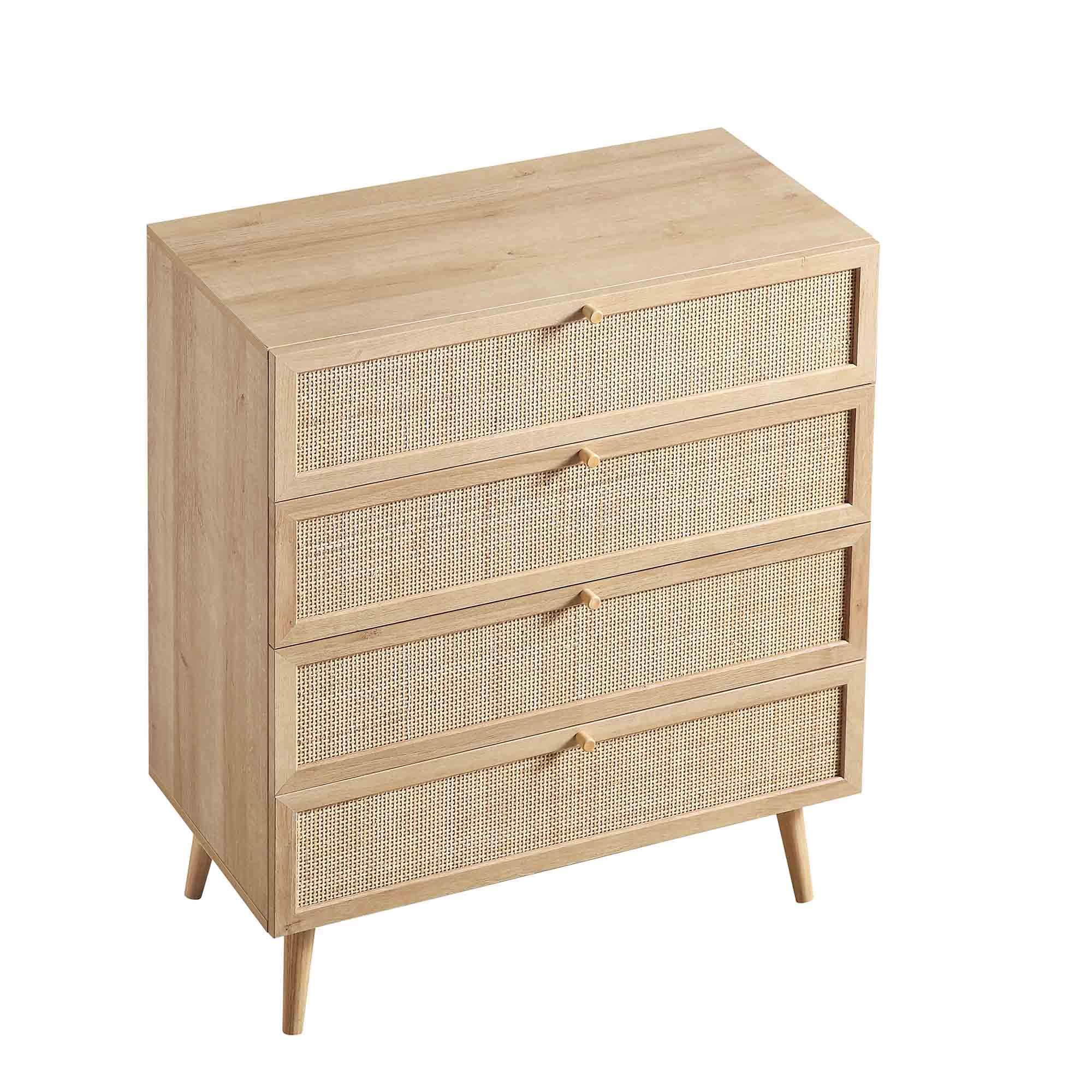 Frances Woven Rattan Tall 4 Drawer Dresser, Natural