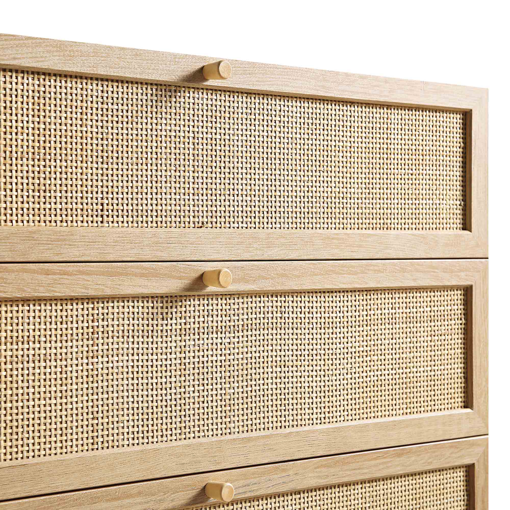 Frances Woven Rattan Tall 4 Drawer Dresser, Natural