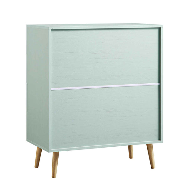 Frances Woven Rattan Tall 4 Drawer Dresser, Mint