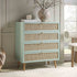 Frances Woven Rattan Tall 4 Drawer Dresser, Mint