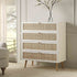 Frances Woven Rattan Tall 4 Drawer Dresser, White