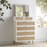 Frances Woven Rattan Tall Vanity Dresser with Mirror, White