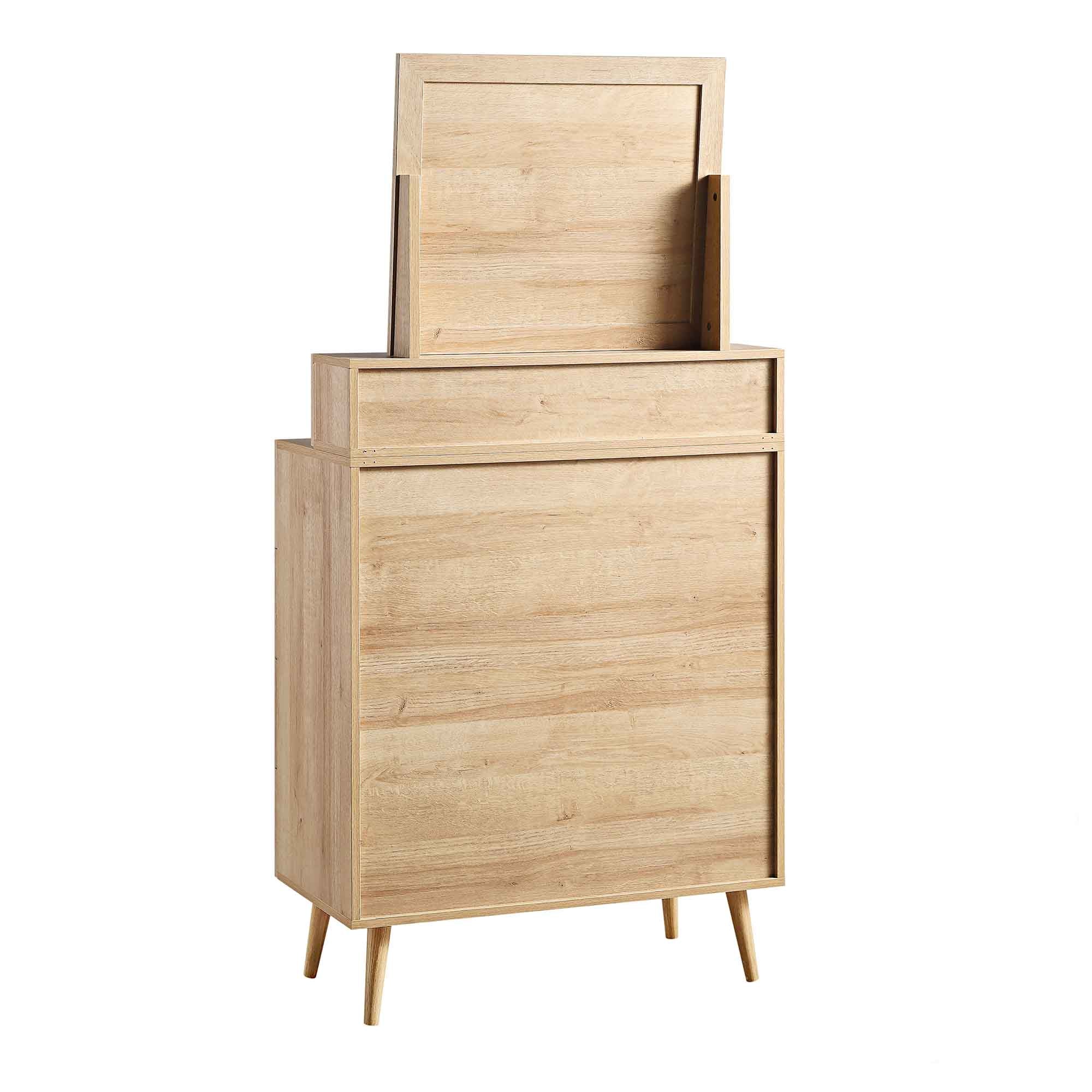 Frances Woven Rattan Tall Vanity Dresser with Mirror, Natural