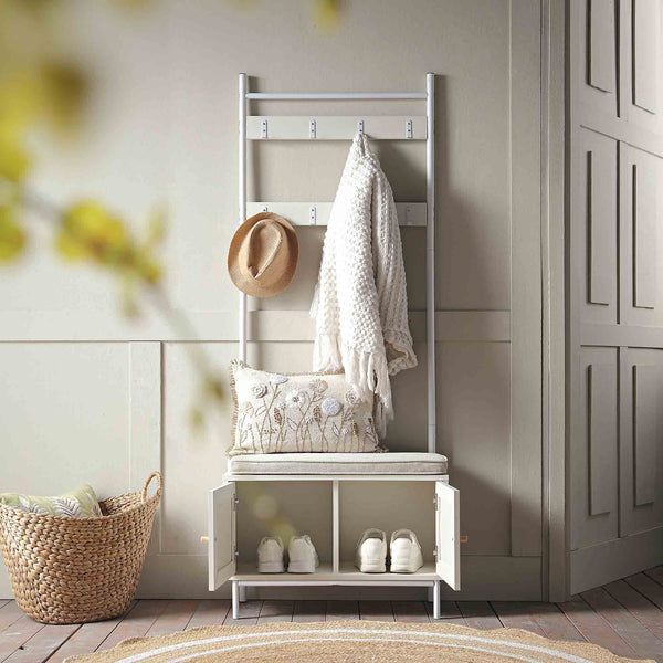 Frances Woven Hallway Unit with Cushion, White