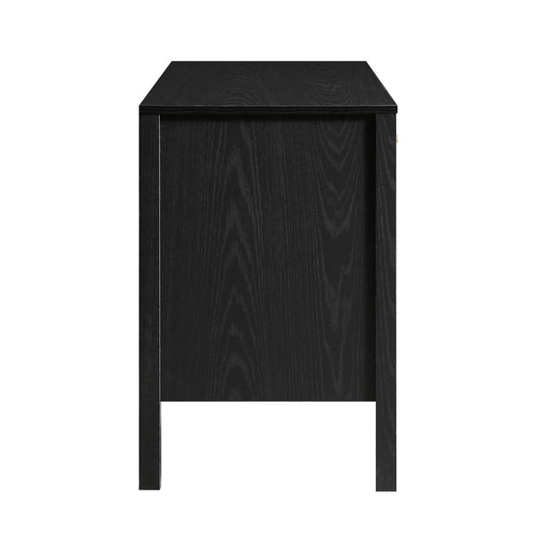 Frances Woven Rattan 3-Drawer Desk, Black