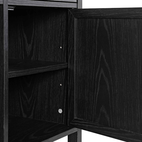 Frances Woven Rattan 3-Drawer Desk, Black