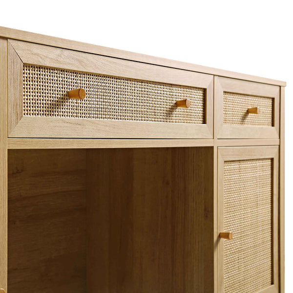 Frances Woven Rattan 3-Drawer Desk, Natural