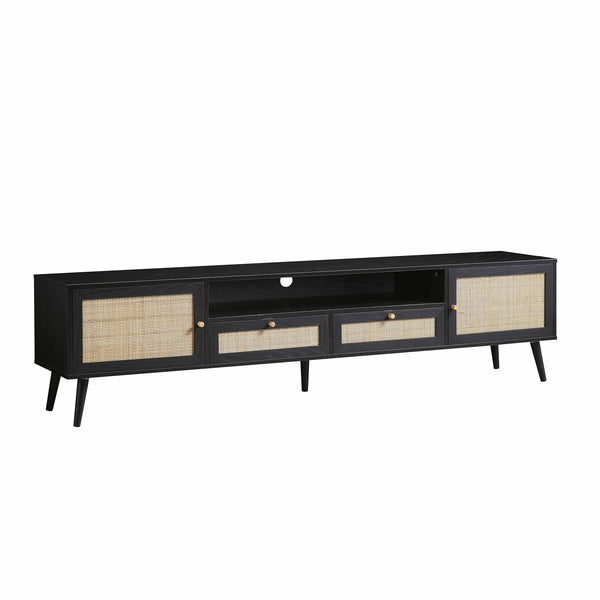 Frances Woven Rattan 79in. Wide TV Unit, Black