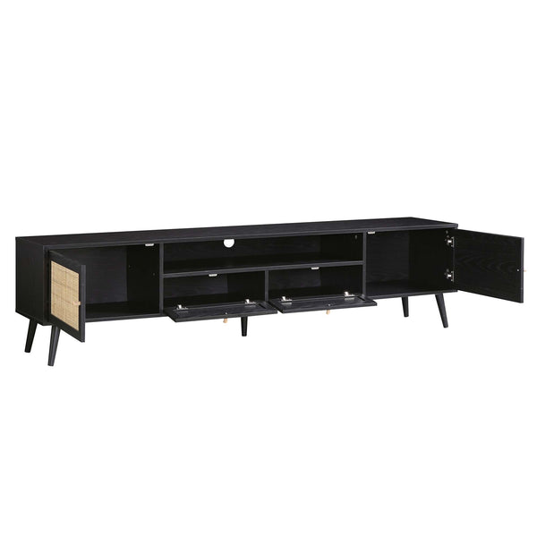 Frances Woven Rattan 79in. Wide TV Unit, Black