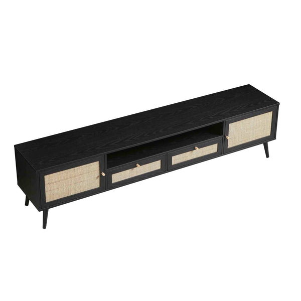 Frances Woven Rattan 79in. Wide TV Unit, Black