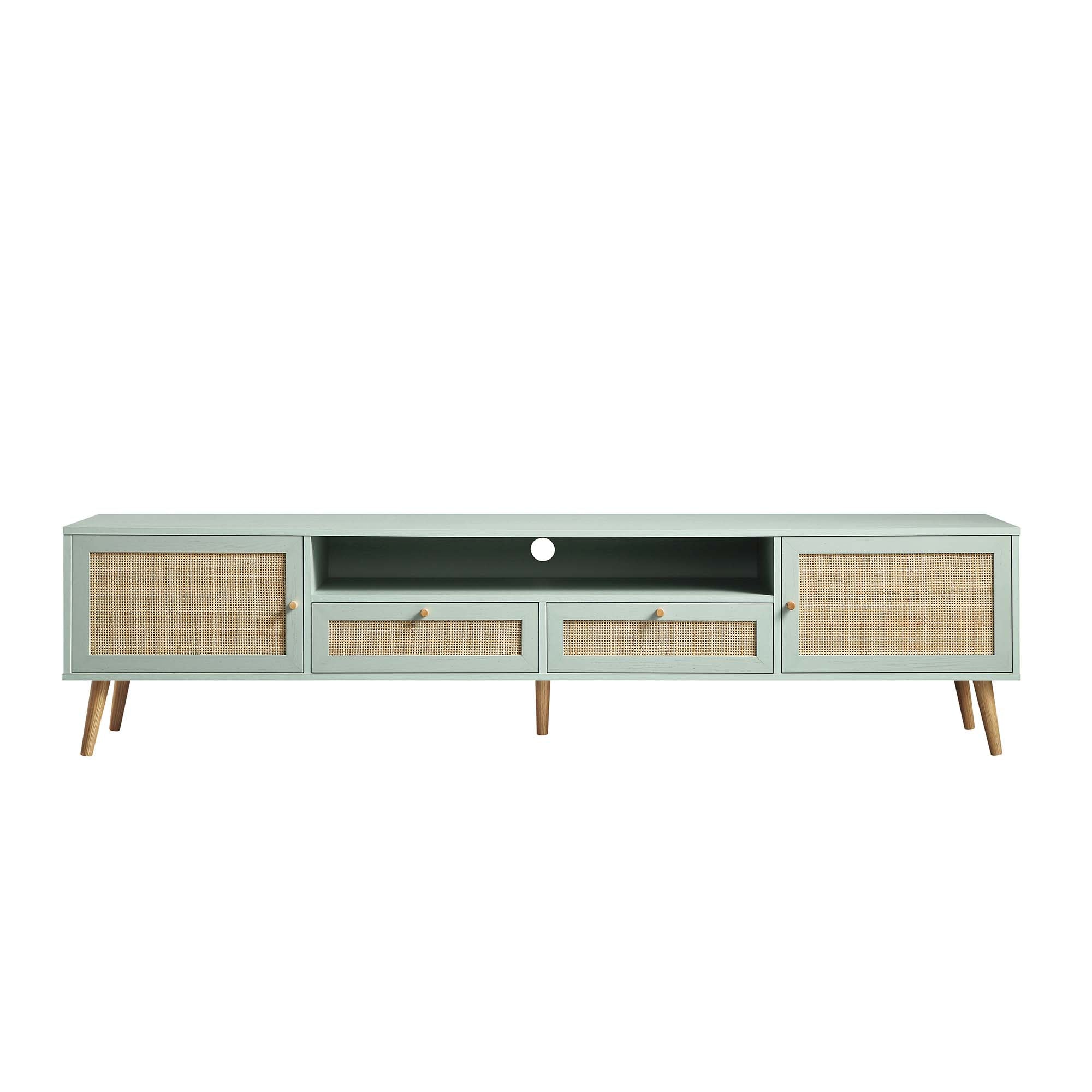 Frances Woven Rattan 79in. Wide TV Unit, Mint