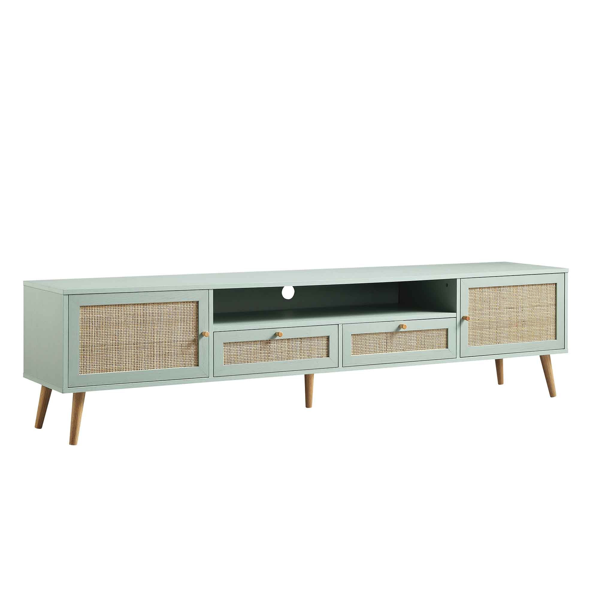 Frances Woven Rattan 79in. Wide TV Unit, Mint