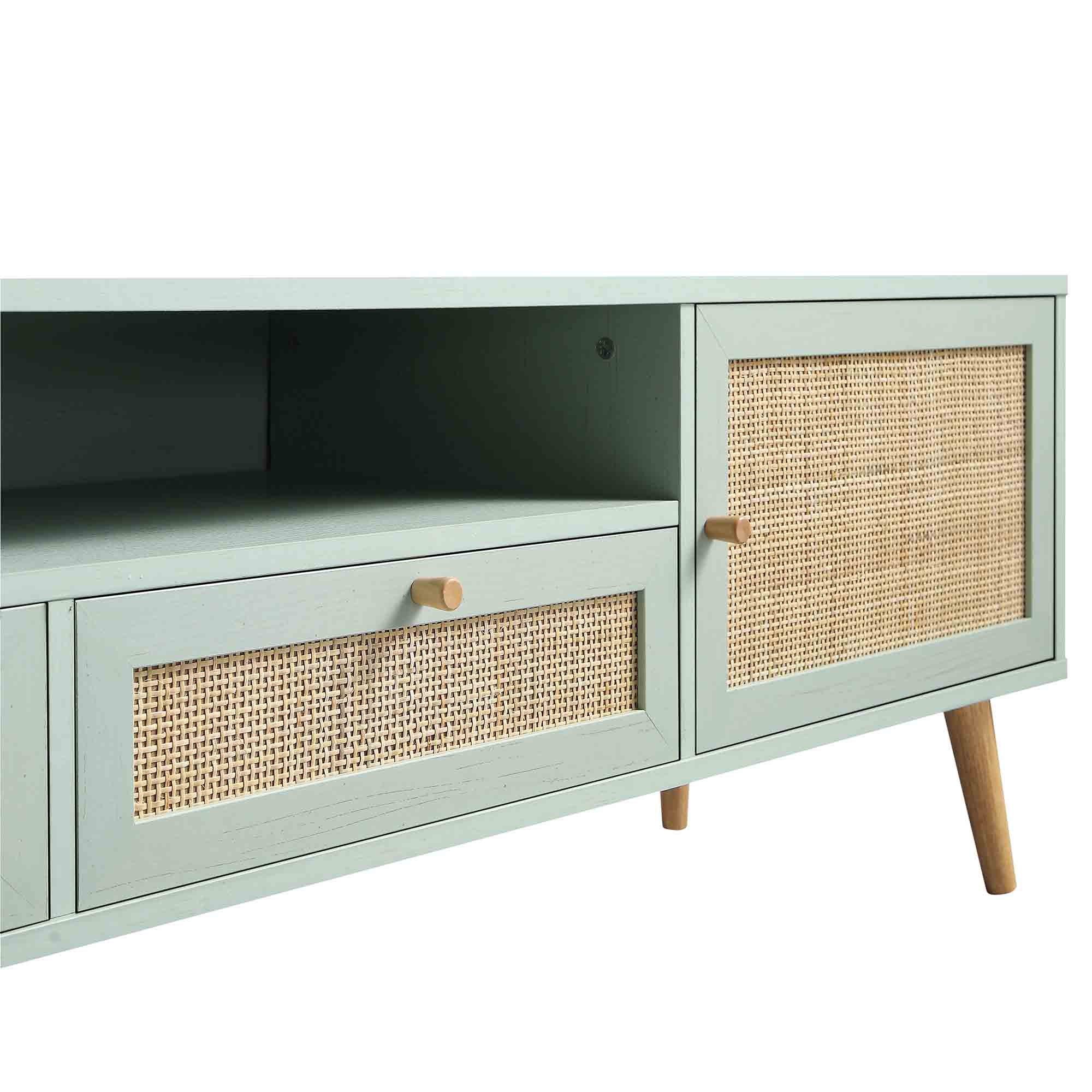 Frances Woven Rattan 79in. Wide TV Unit, Mint