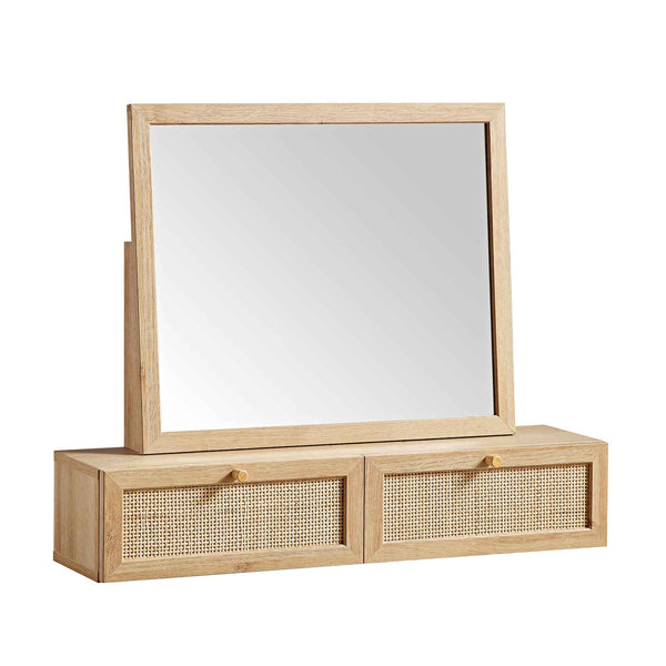 Frances Woven Rattan Vanity Mirror, Natural