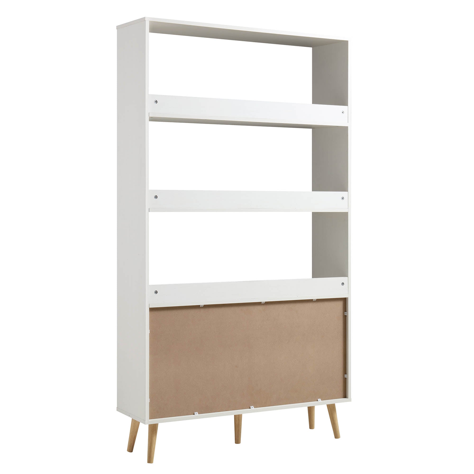 Frances Woven Rattan Bookcase with Doors, White