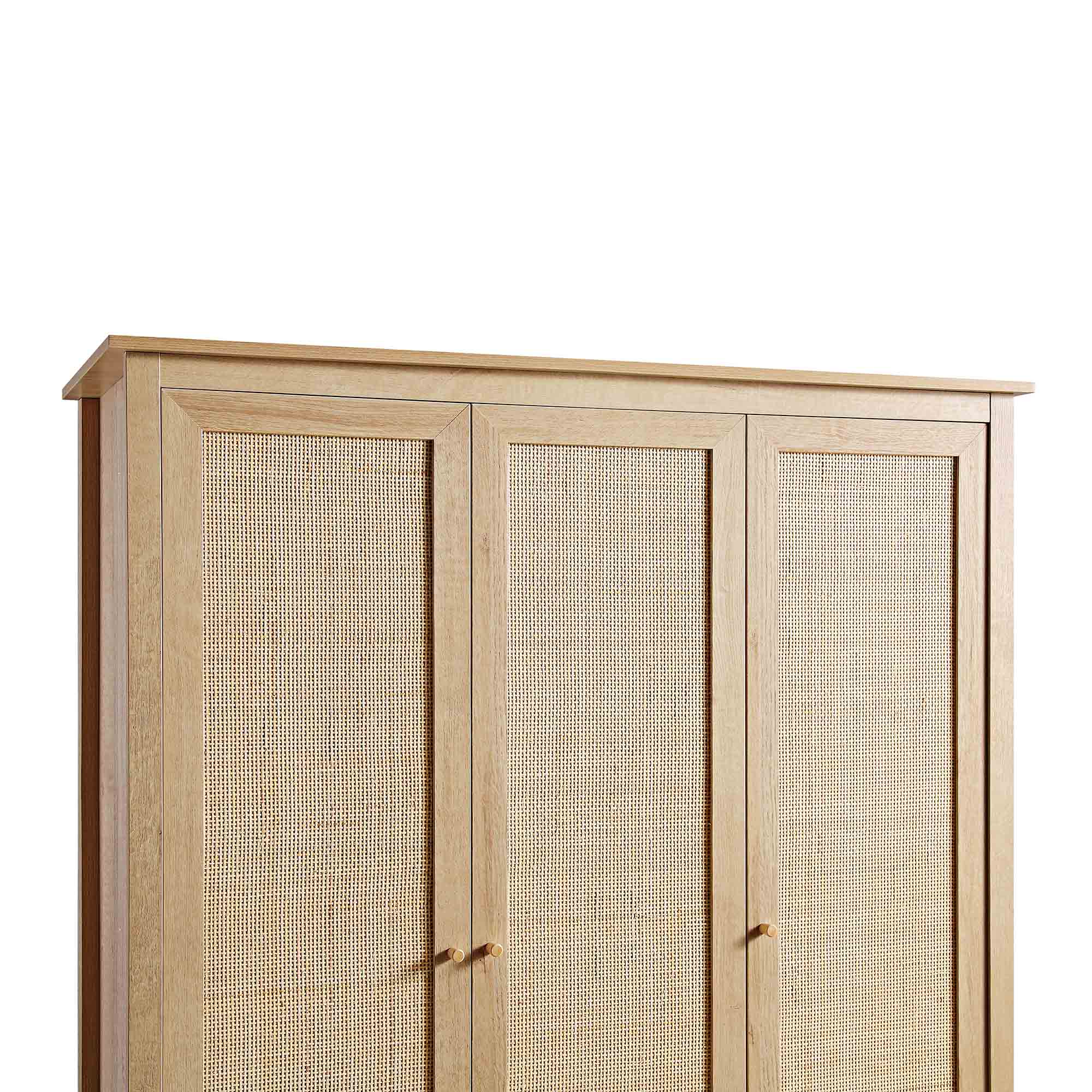 Frances Rattan Triple Closet with 2 Drawers, Natural