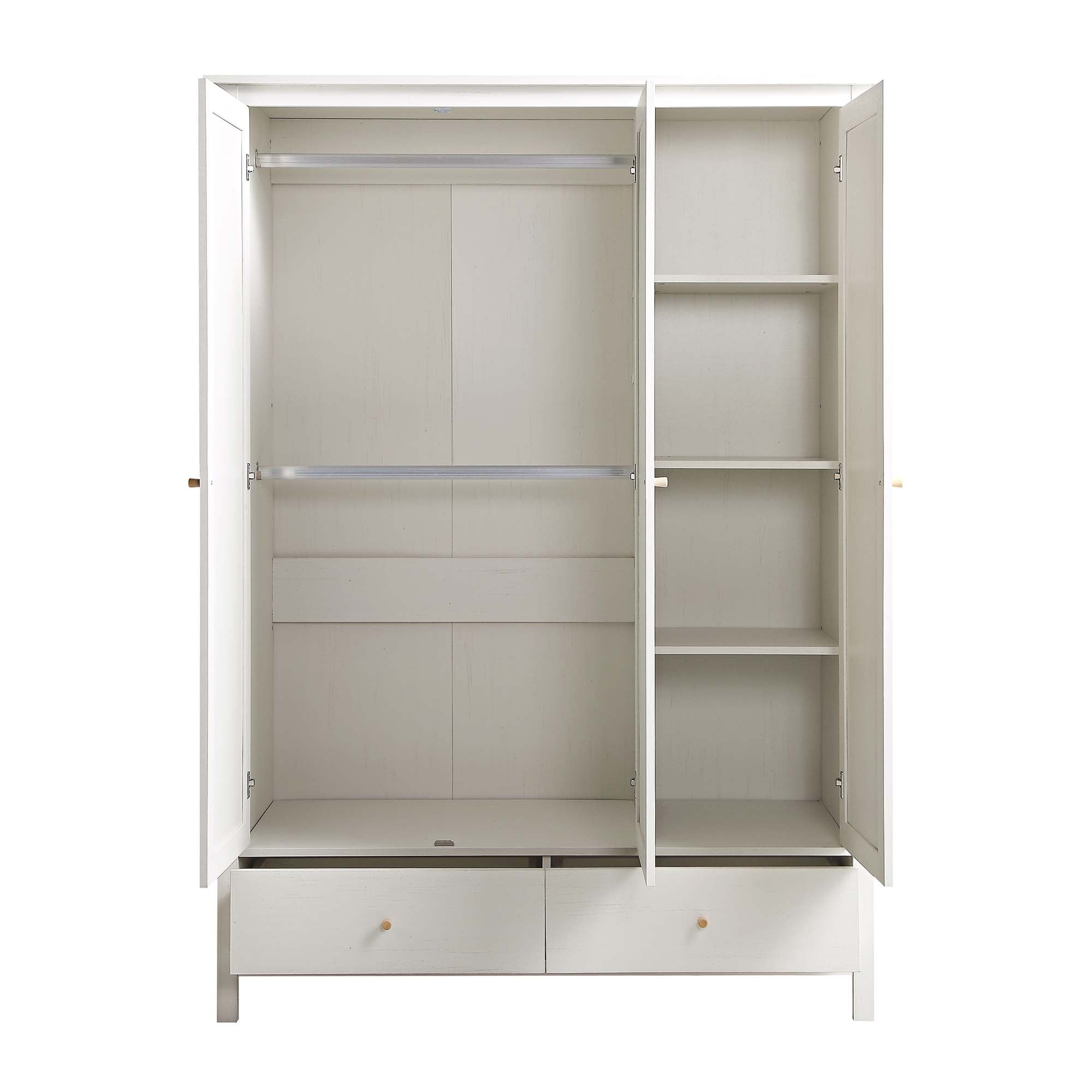 Frances Rattan Triple Closet with 2 Drawers, White