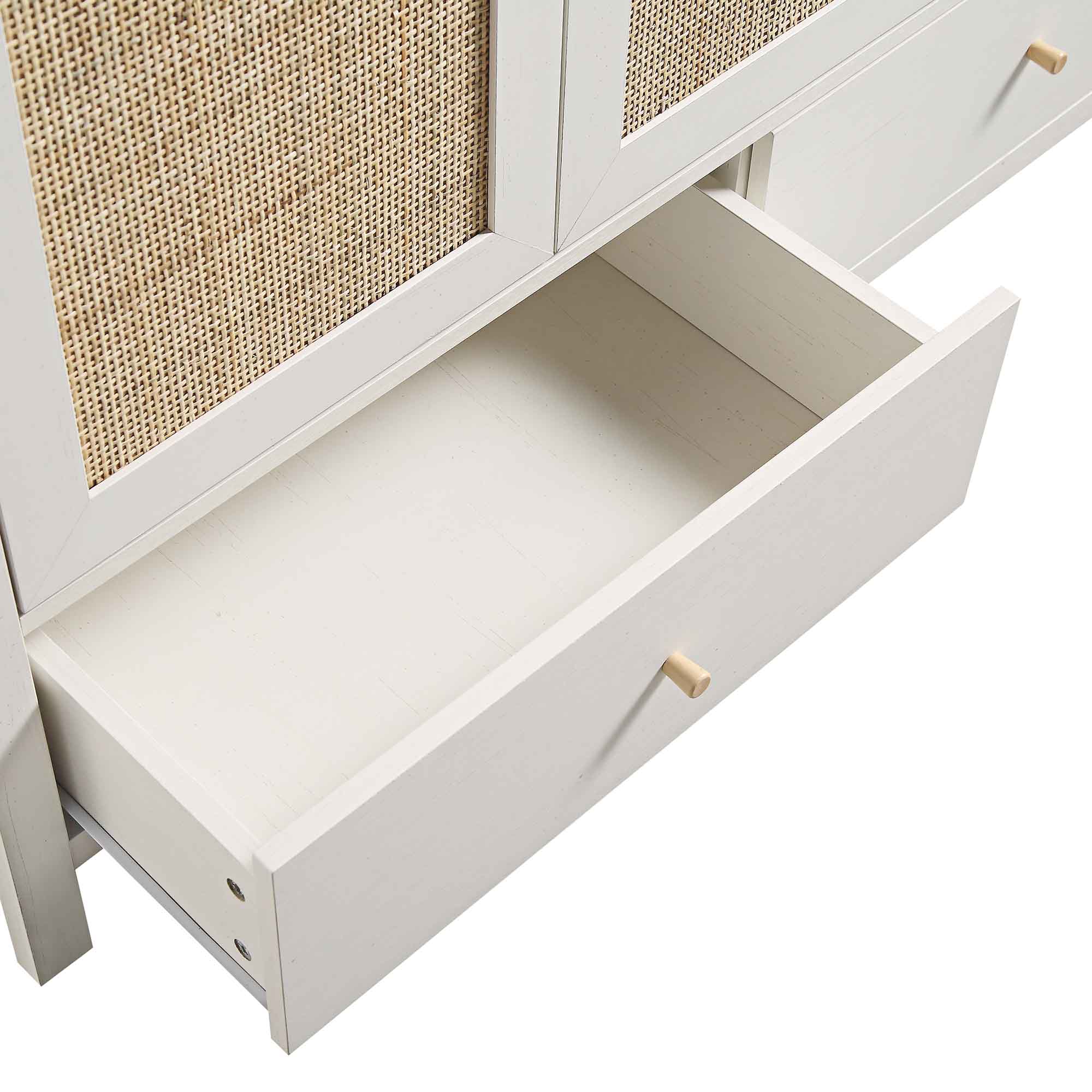 Frances Rattan Triple Closet with 2 Drawers, White