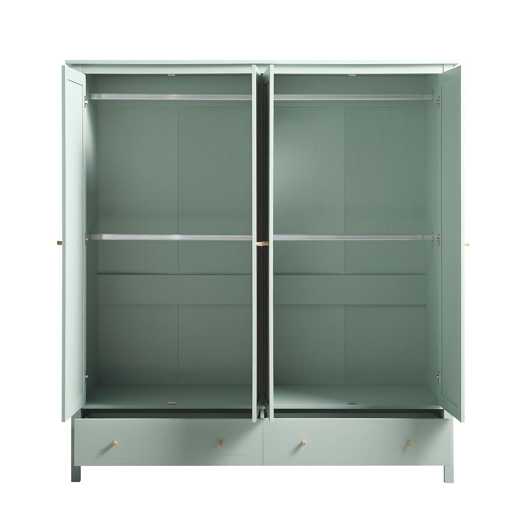 Frances Rattan 4-Door Closet with 2 Drawers, Mint