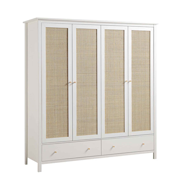 Frances Rattan 4-Door Closet with 2 Drawers, White