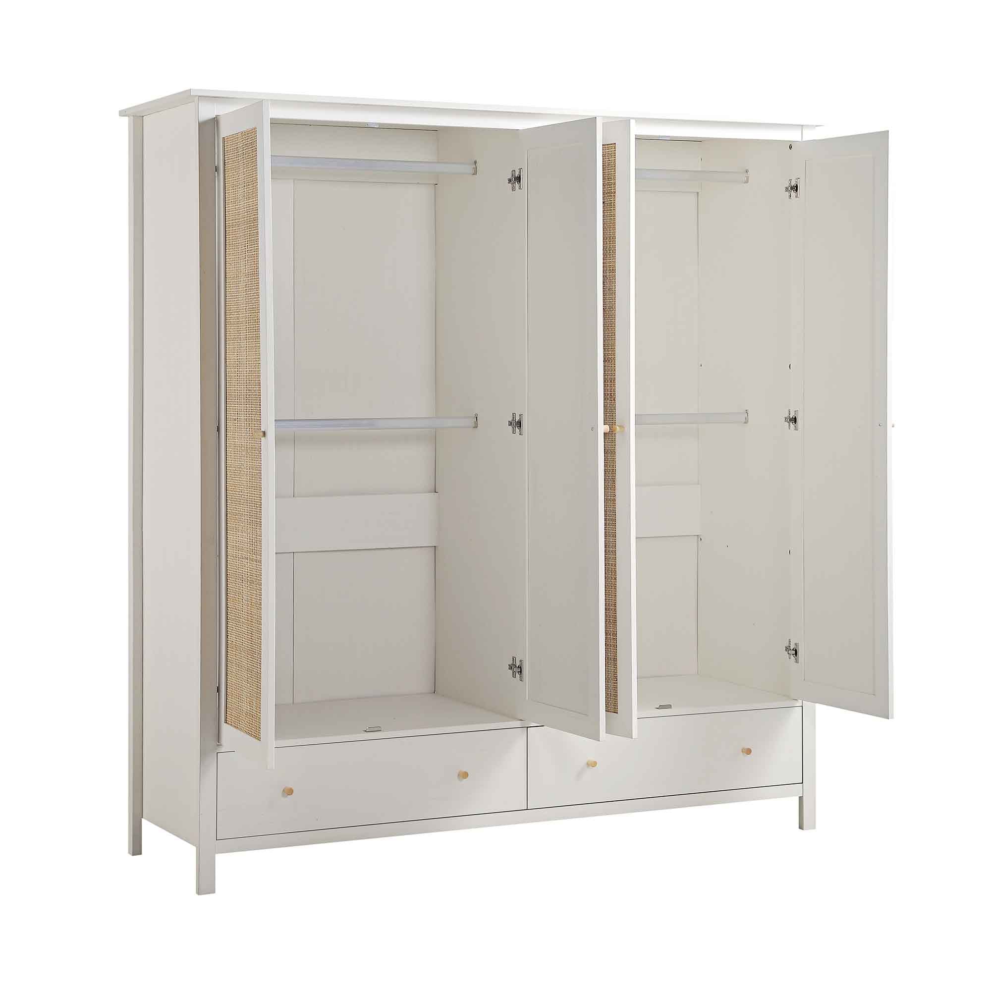 Frances Rattan 4-Door Closet with 2 Drawers, White