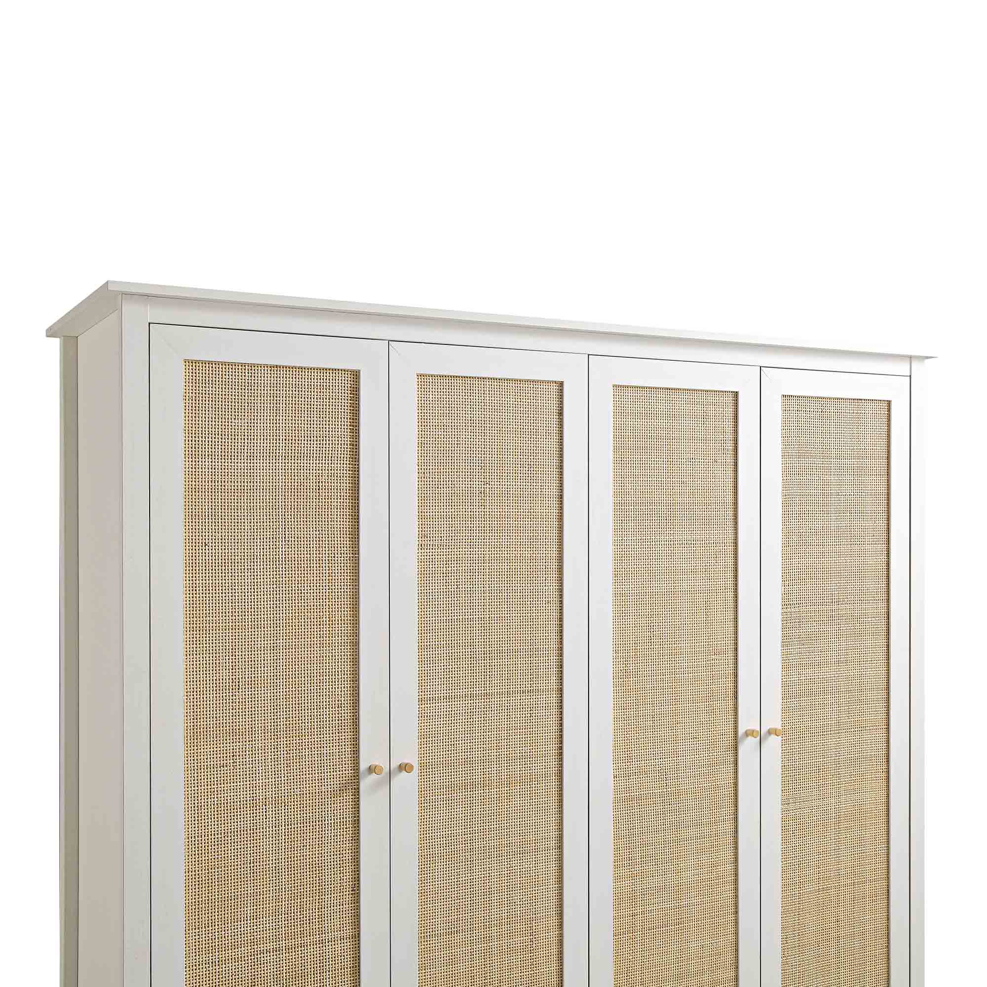 Frances Rattan 4-Door Closet with 2 Drawers, White