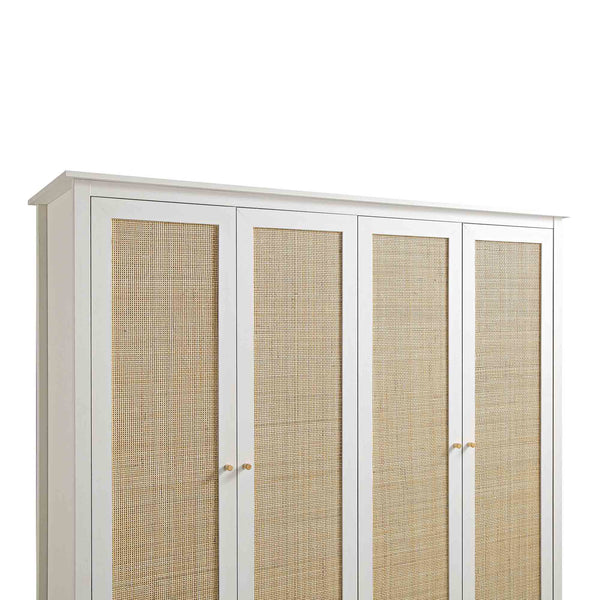 Frances Rattan 4-Door Closet with 2 Drawers, White