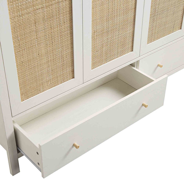 Frances Rattan 4-Door Closet with 2 Drawers, White