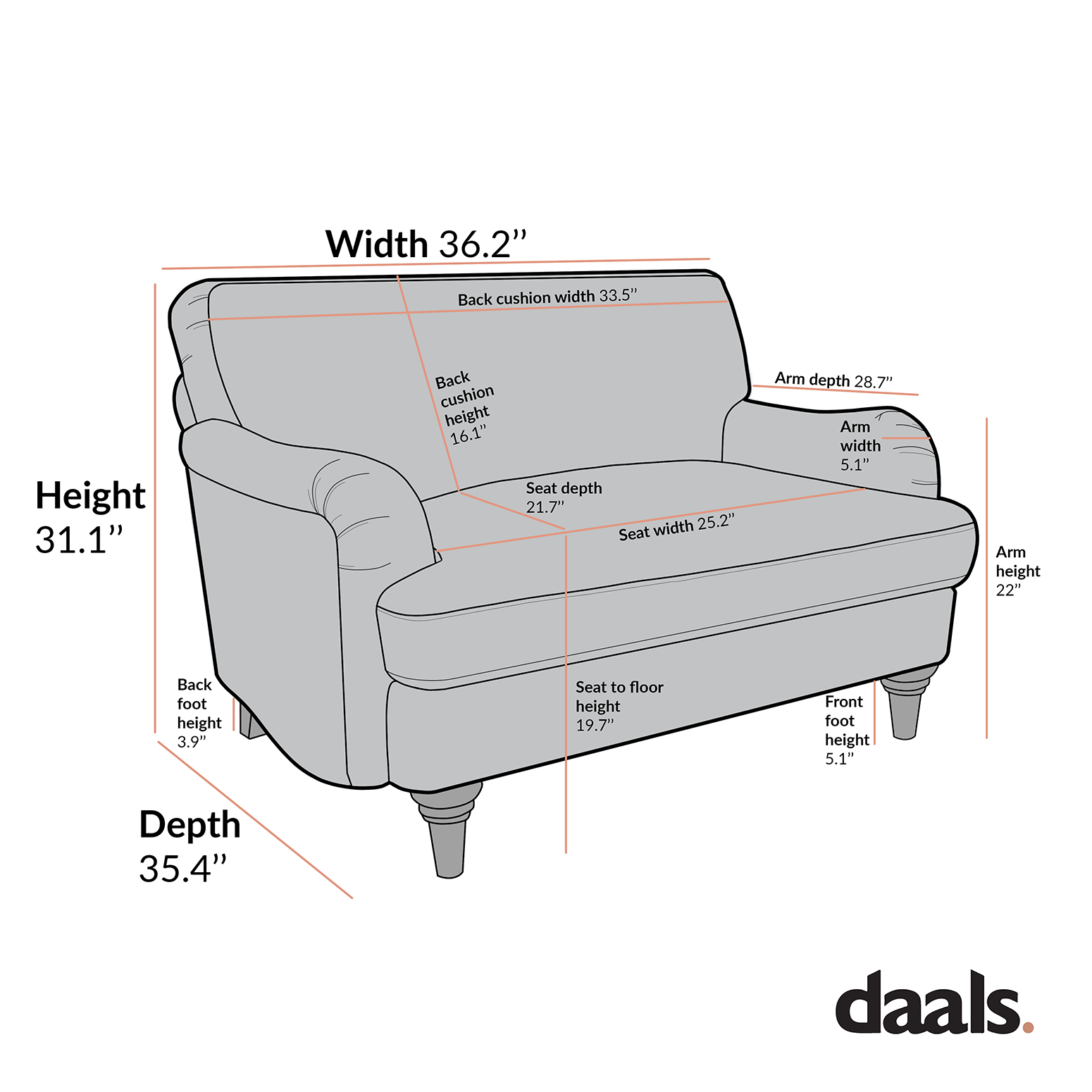 Daphnis Oatmeal Fabric Sofa, 1-Seater