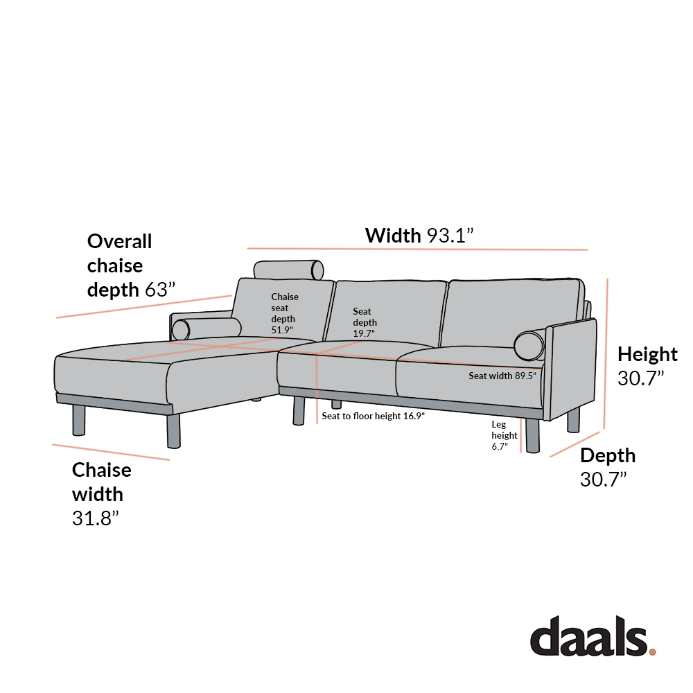 Timber Oatmeal Fabric Sofa, Large 3-Seater Chaise Sofa Left Hand Facing