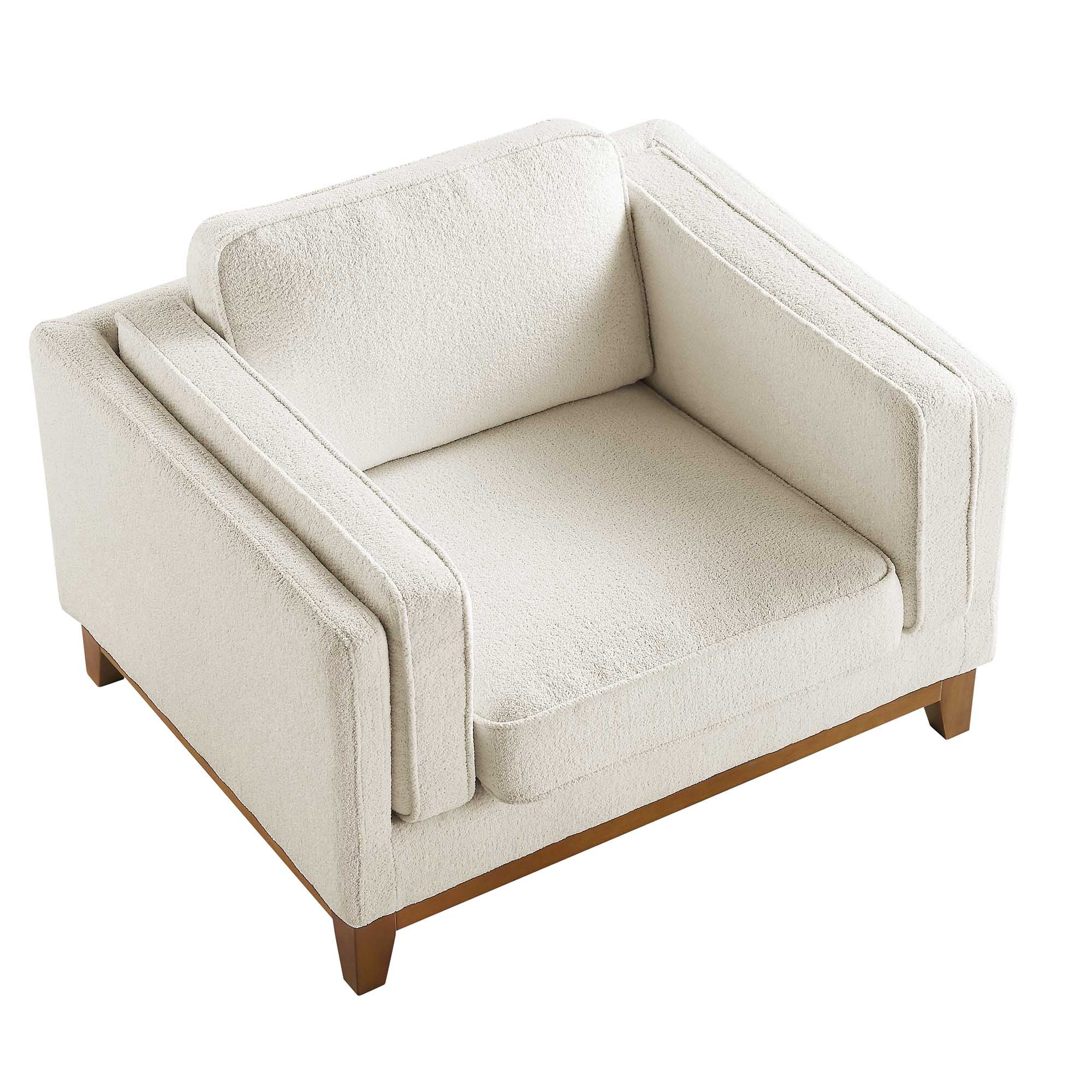 Dipley Beige Boucle Fabric Sofa, 1-Seater