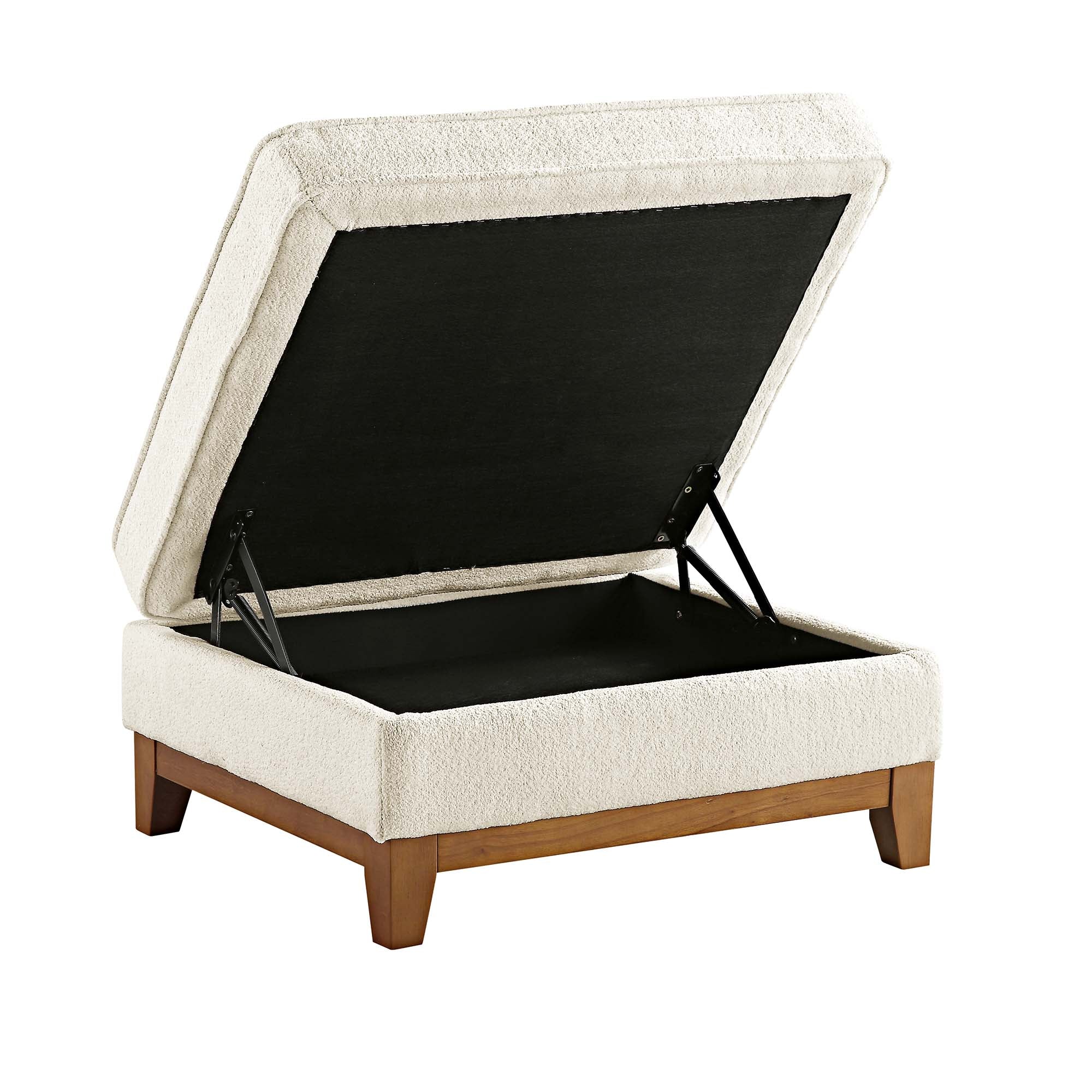 Dipley Beige Boucle Fabric Storage Footstool