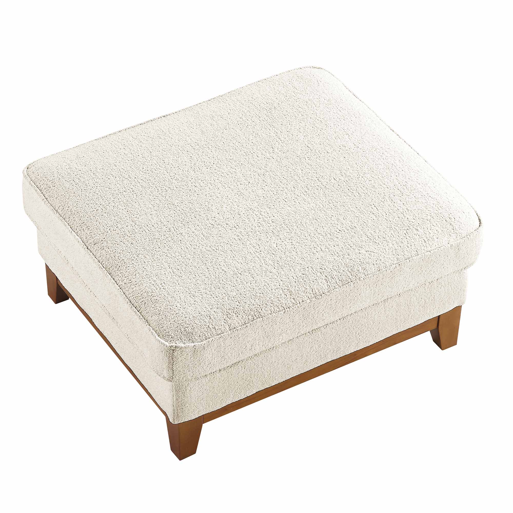 Dipley Beige Boucle Fabric Storage Footstool