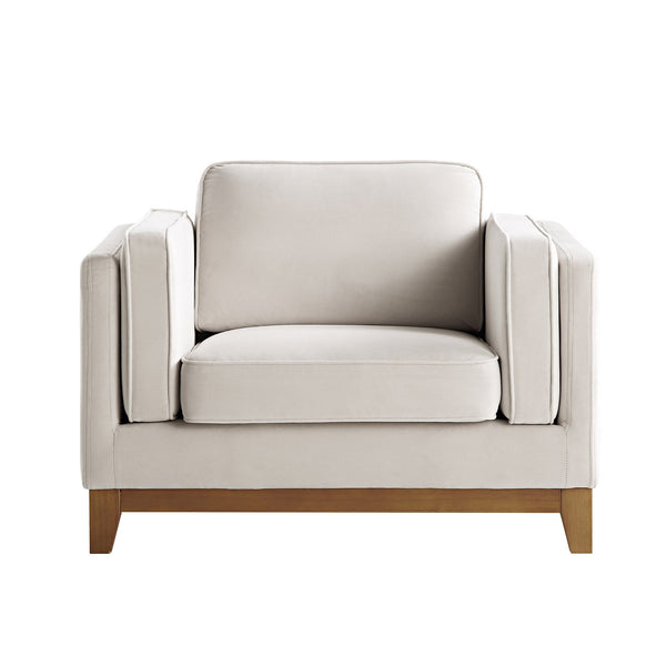 Dipley Champagne Velvet Sofa, 1-Seater