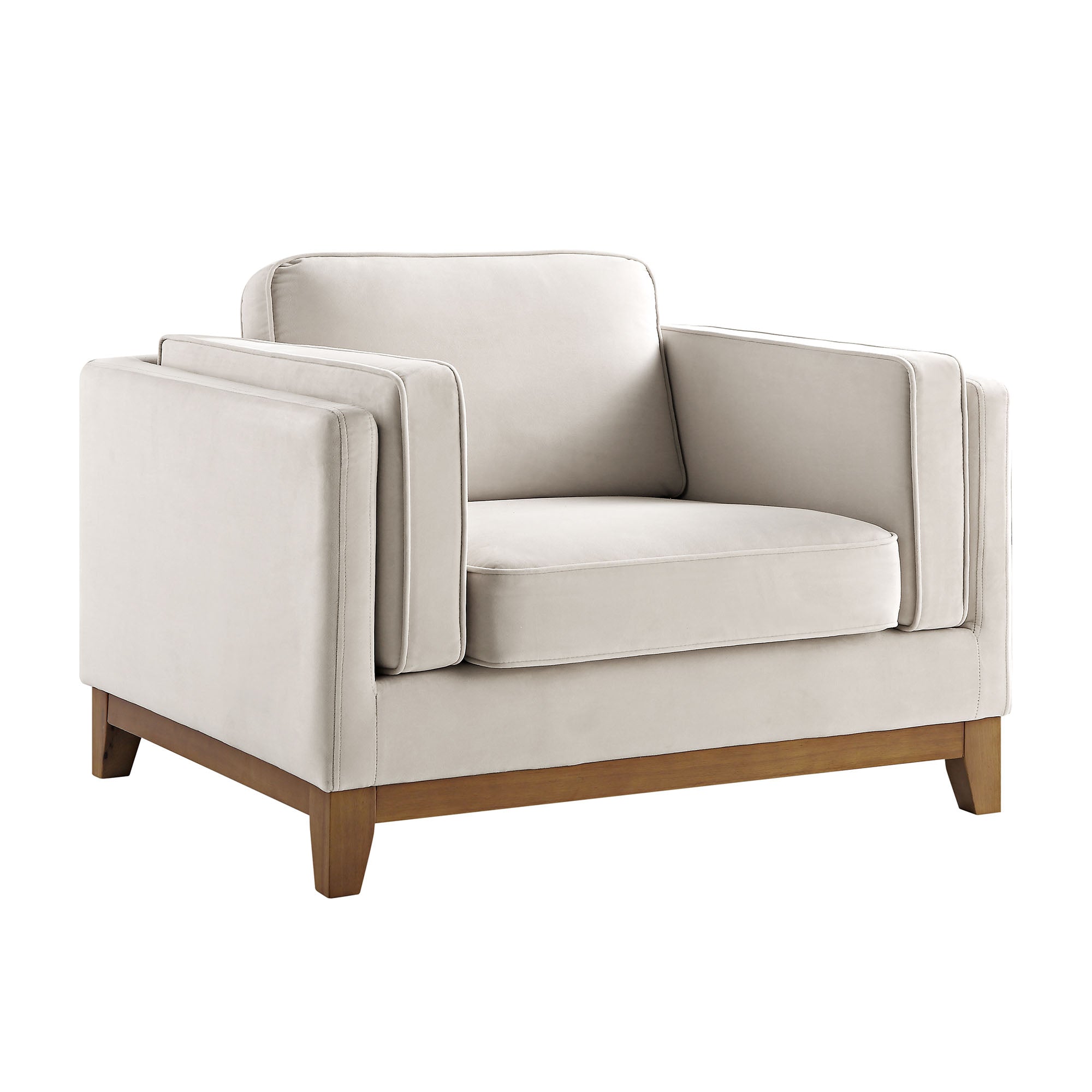 Dipley Champagne Velvet Sofa, 1-Seater