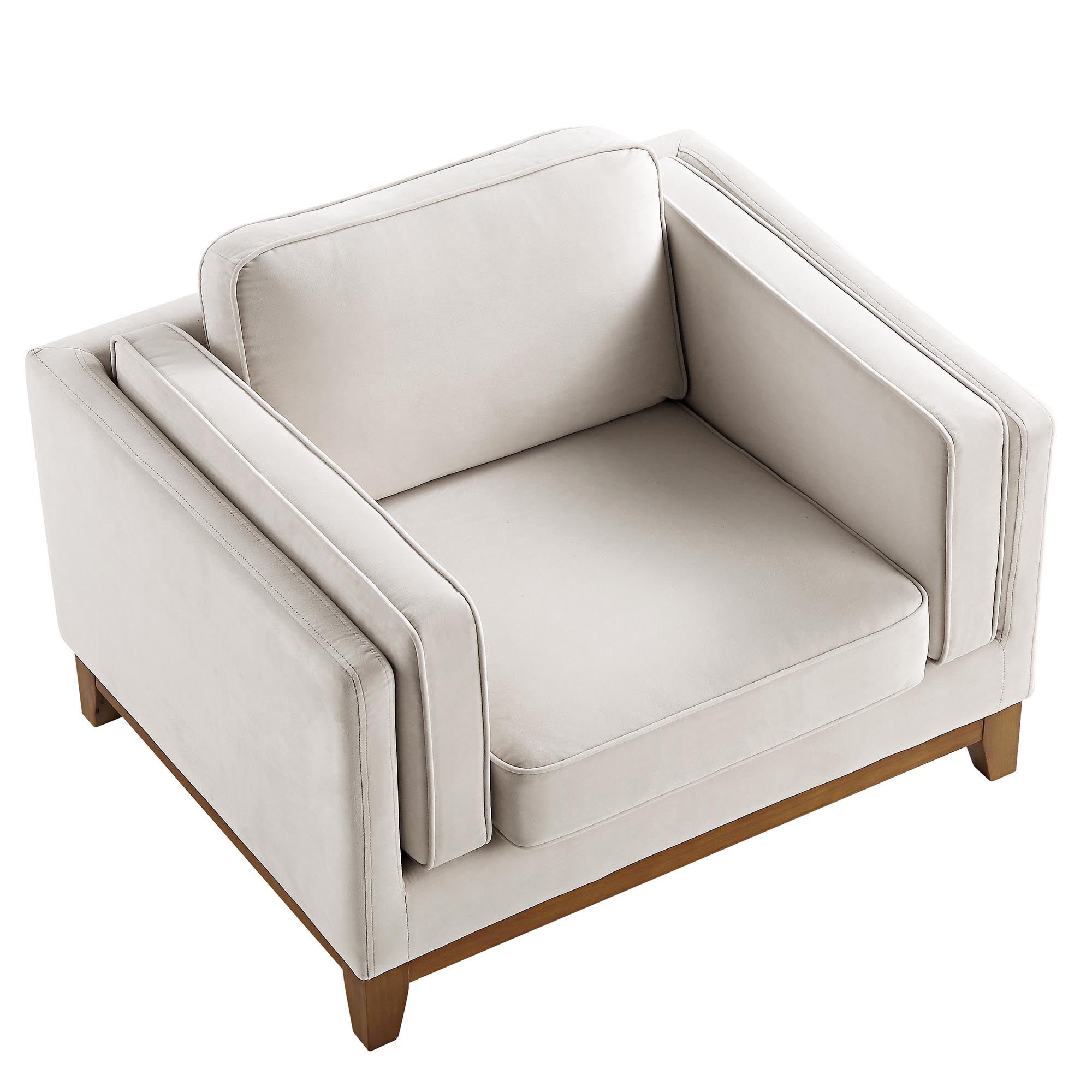 Dipley Champagne Velvet Sofa, 1-Seater