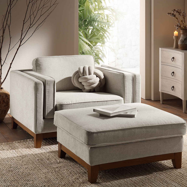 Dipley Oatmeal Fabric Sofa, 1-Seater